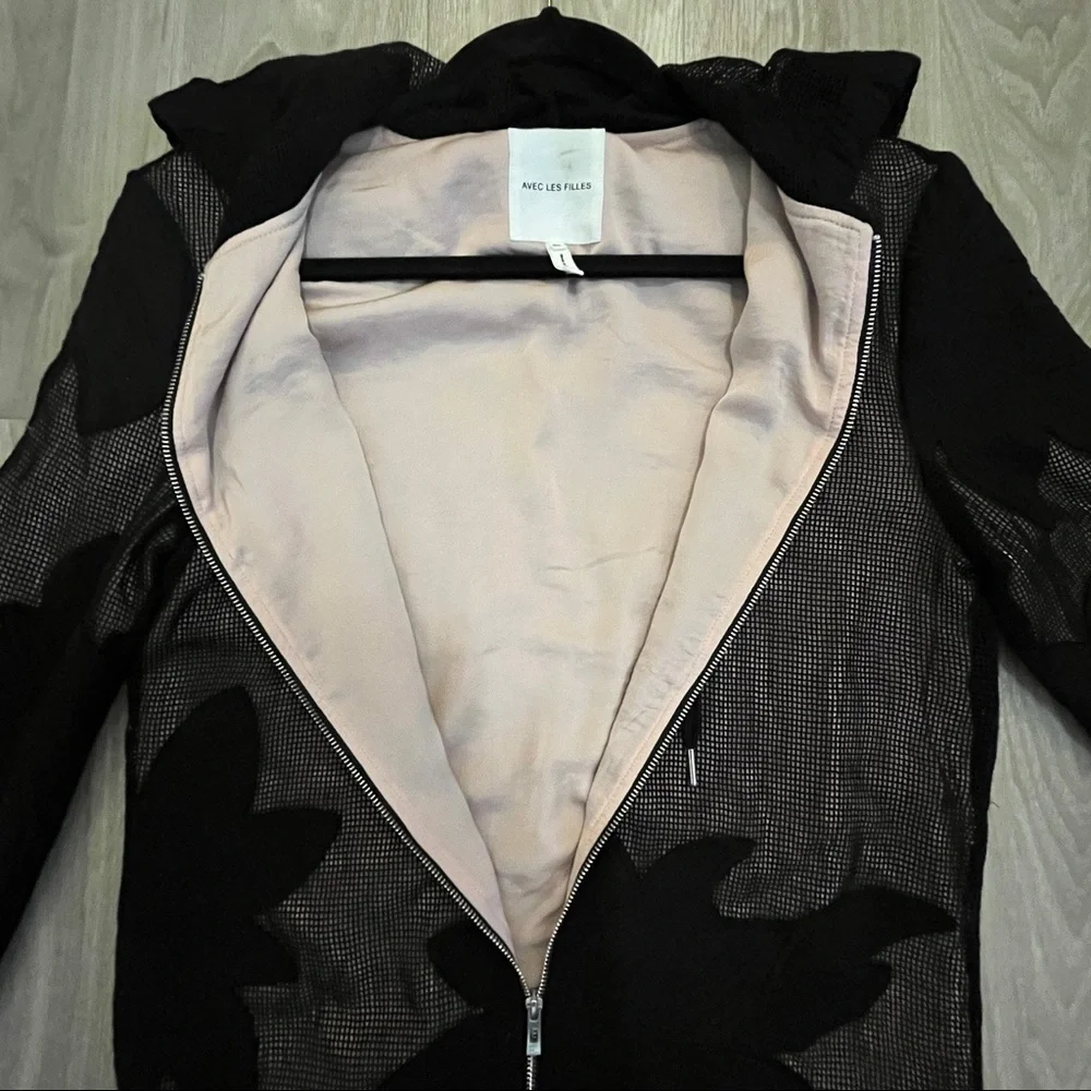 Avec Les Filles Lace Embroidered Zip Hoodie XS - Picture 7 of 10